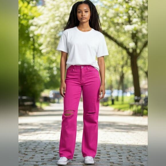 NWT | New York & Company | Vibrant PINK Jeans | 16Tall | Ultra HighWaist - Picture 1 of 12